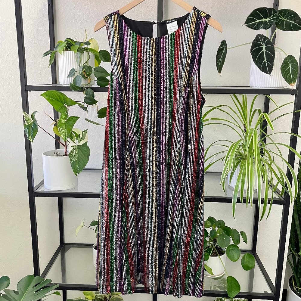 Torrid Colorful Striped Sequin Dress - Size 2X